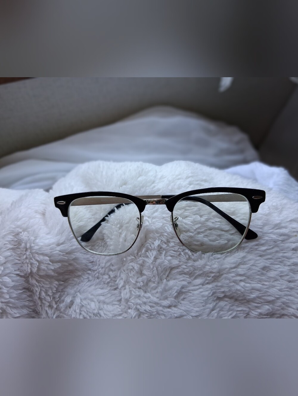 Ray-Ban Black and Silver M Clubmaster Made In Italy Glasses